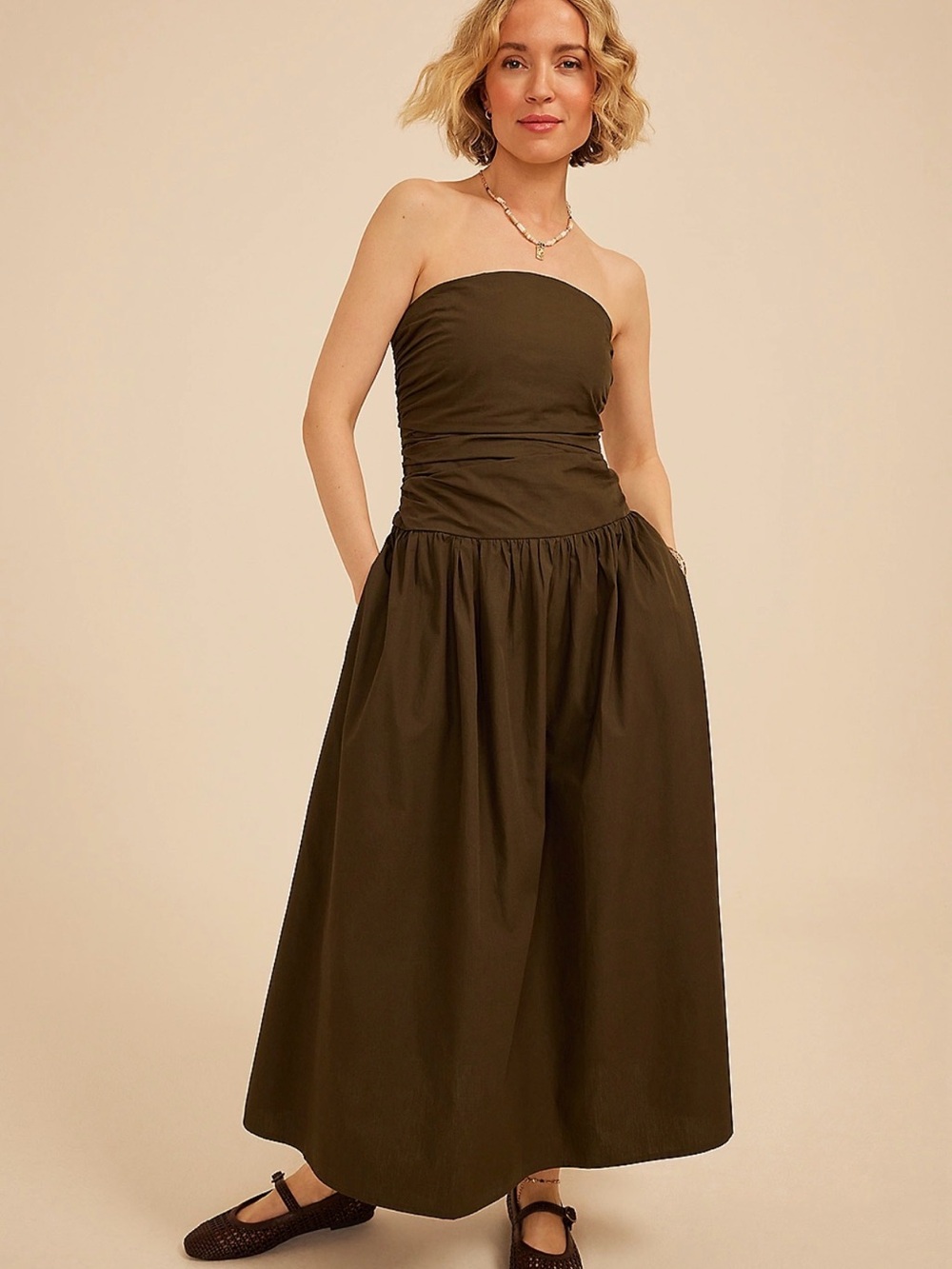 Band of the Free - Strapless Brown Maxi Dress